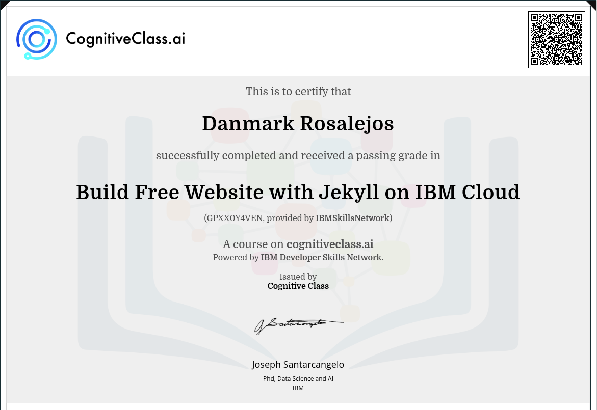 Cognitive Class Certificate